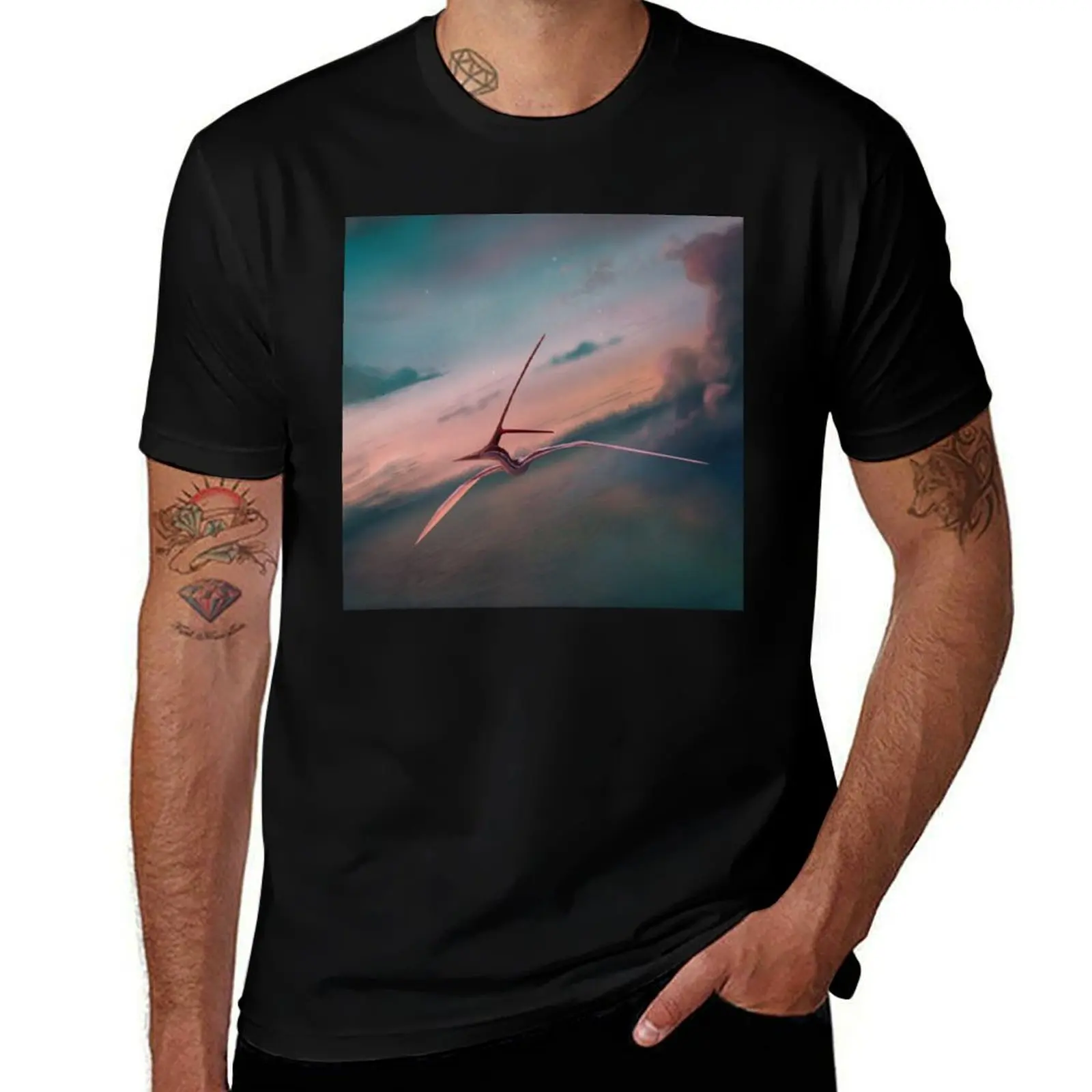 Nyctosaurus at sunset T-Shirt Soft Anti-Shrink Cotton Tee