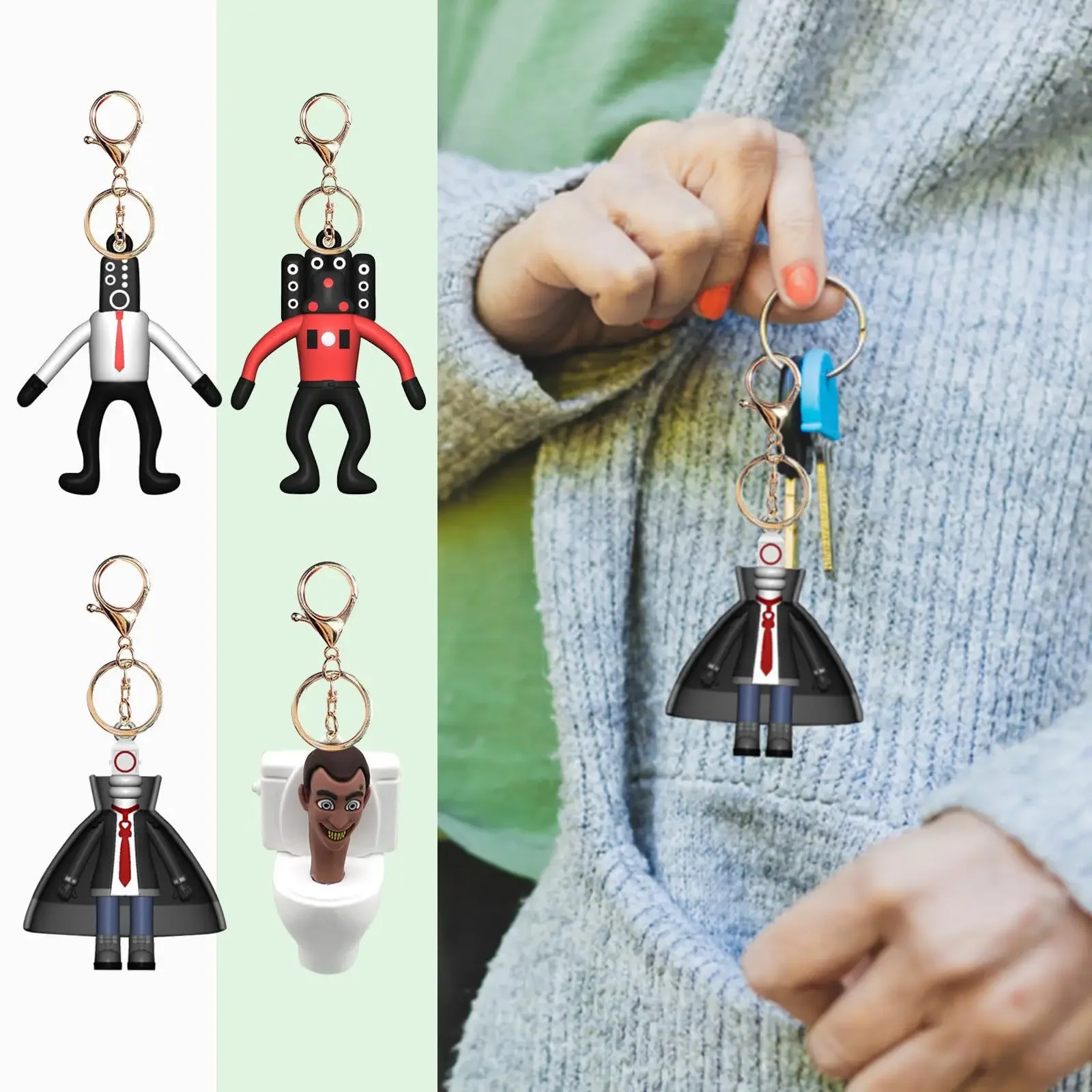 Gaint Flying Skibidi Toilet G-Toilet Buzzsaw Mutant Skibidi Toilet Anime Figure Key Ring Creative Acrylic Key Chain Friend Gift