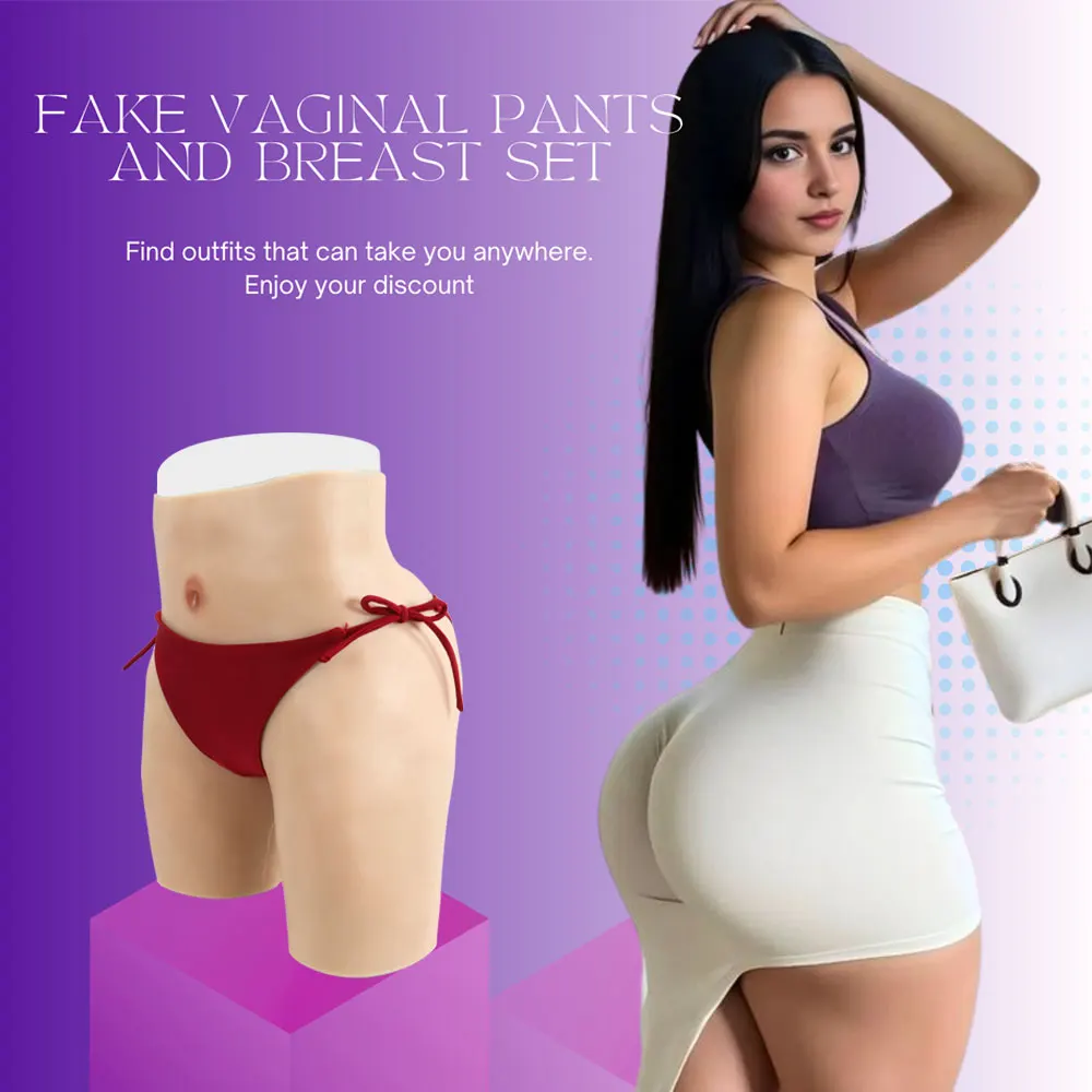 Silicone Breast Forms Fake Boobs C/D/E/Cup & Silicone Underwear Realistic Pussy Vaginal Pants for Drag Queen Crossdress