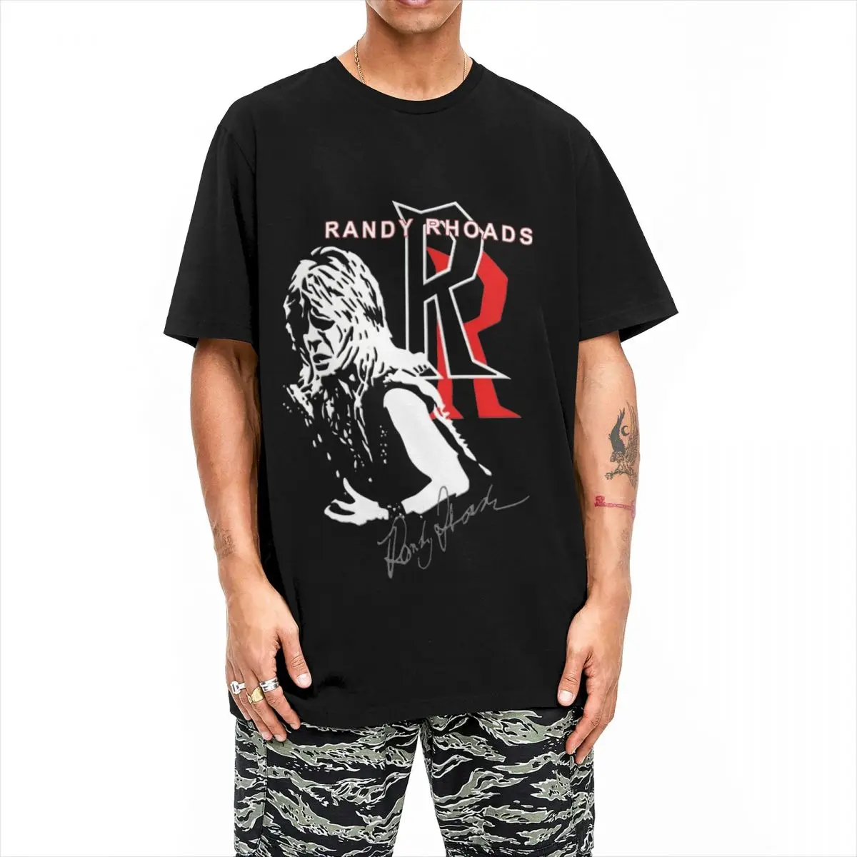 Randy Rhoads Ozzy Osbourne T-Shirts Men Women Heavy Metal Rock Logo Creative 100% Cotton Tees Short Sleeve T Shirt 6XL Clothing