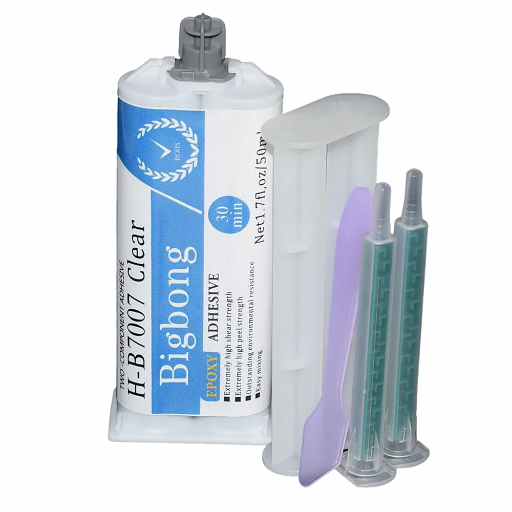 

50ml Transparent Epoxy Strong Adhesives 1:1 Two-Component Resin Structural AB Glues with Static Mixing Nozzles and Hand Plunger