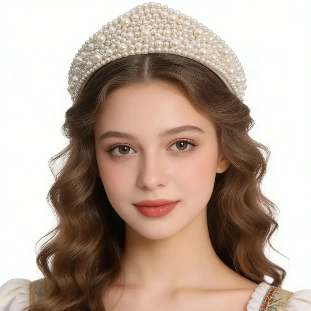 

Элегантная бархатная повязка на голову в стиле барокко с треугольными жемчужинами и стразами, классический эластичный винтажный ободок для волос, аксессуар для банкетов