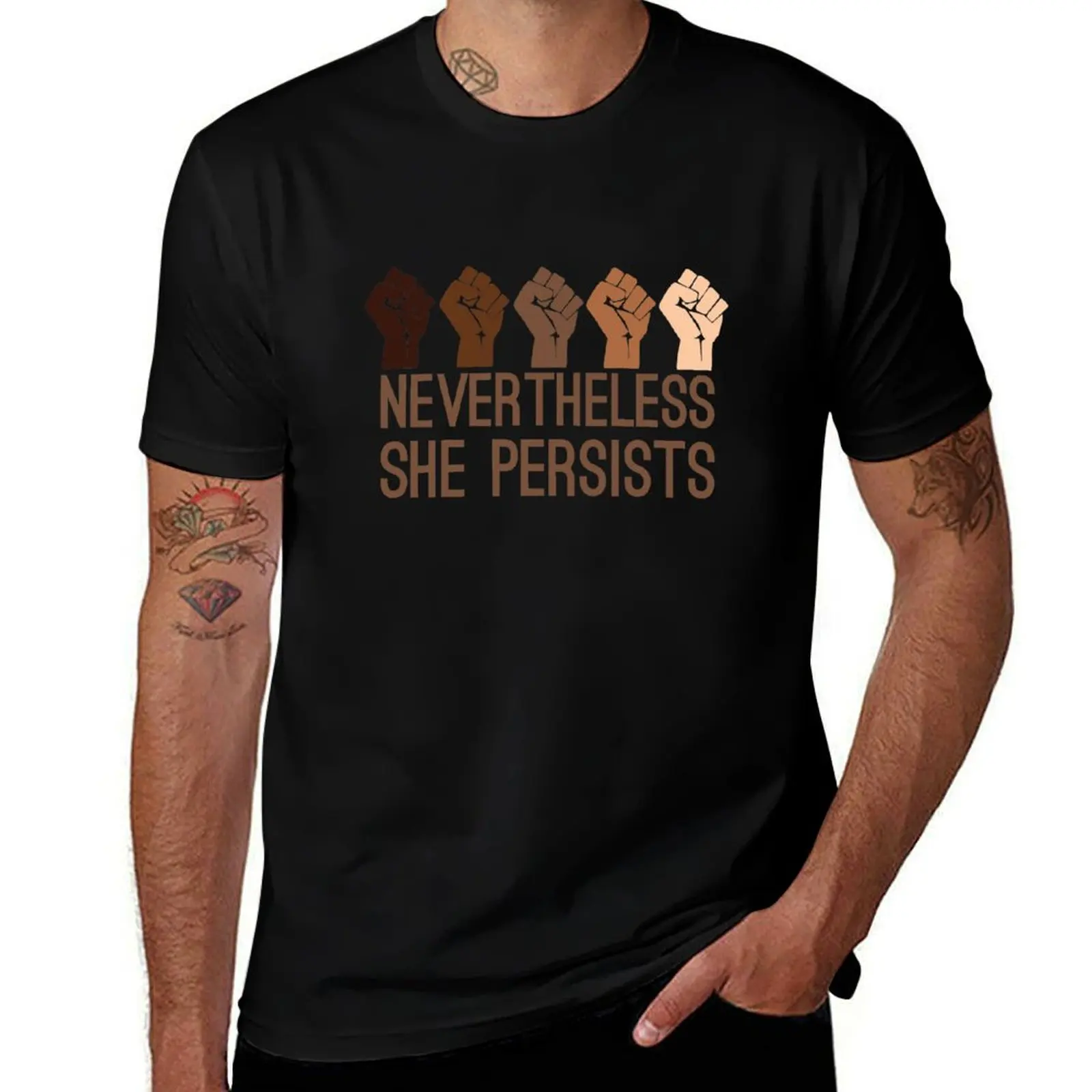 T-shirt décontracté à manches courtes grande taille avec inscription « Nevertheless She Persists »