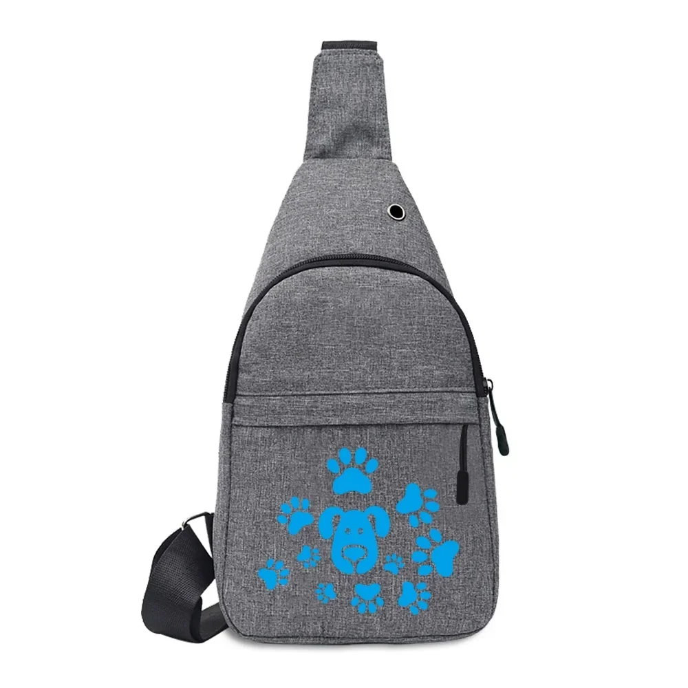 Borsa pettorale Unisex scuola viaggio estivo borsa messenger borsa stampa impronte di cane modello serie borse a tracolla ricarica USB