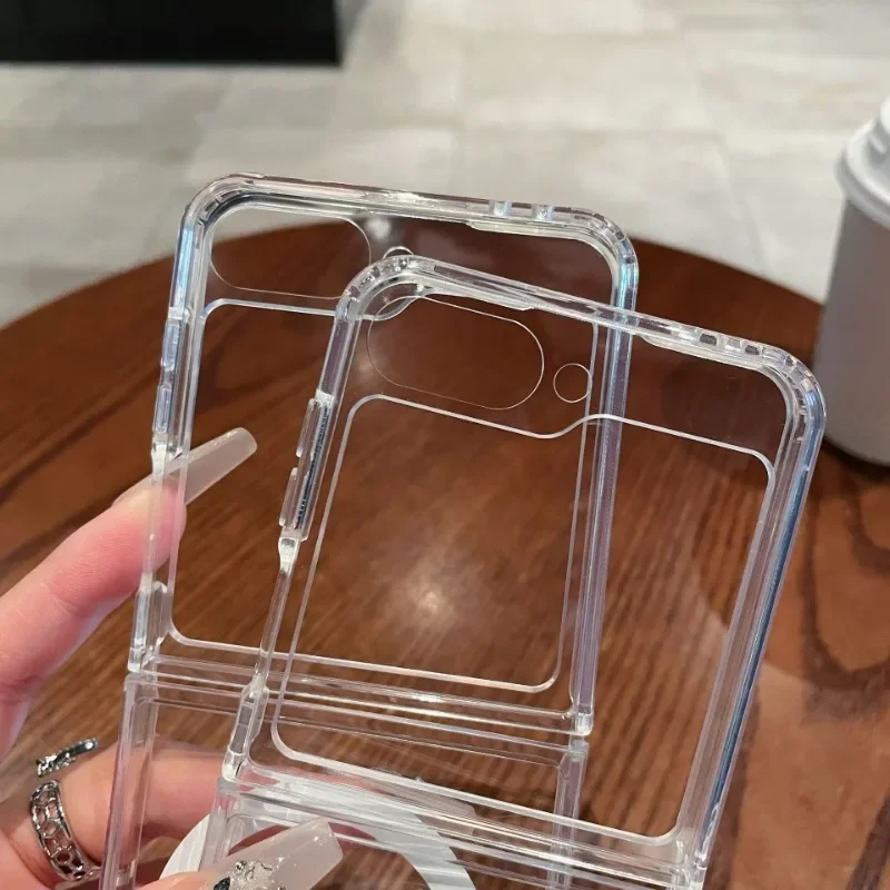 Para MagSafe funda de teléfono transparente para Samsung Galaxy Z Flip 6 5 4 3 Flip6 Flip5 Flip4 Flip3 5G funda protectora transparente anticaída