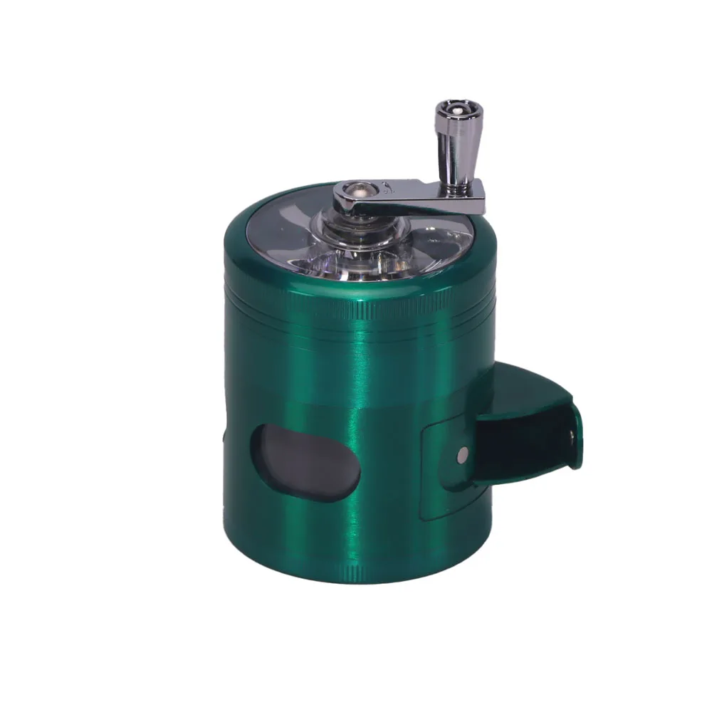 6cm Zinc Alloy Hand Crank Metal Grinder, Clear Window & Visible Opening, 4-Layer Detachable, Effortless Grinding, 4 Colors, Port
