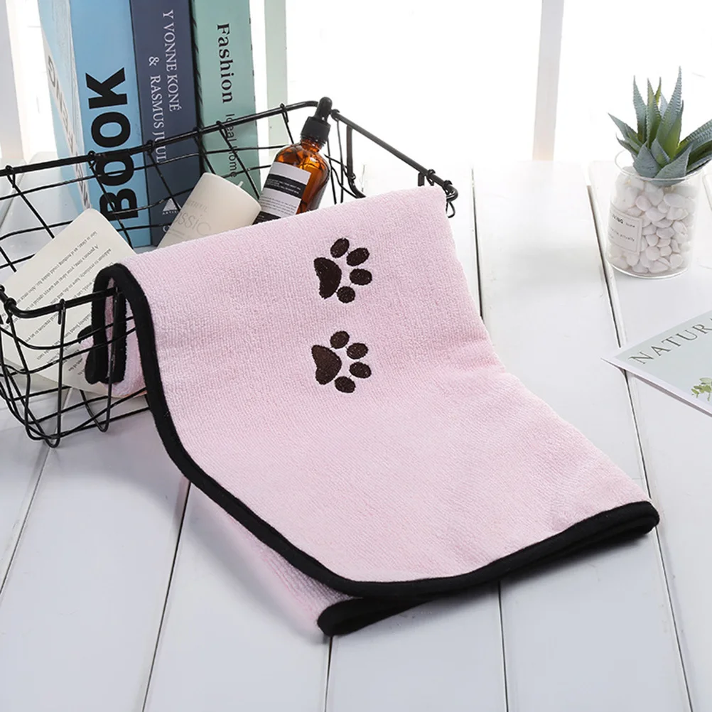 

2pcs Multi-function Pet Bath Towel Water Absorbent Towel Fiber Shower Towel Pet Supplies ( Blue, Pink)