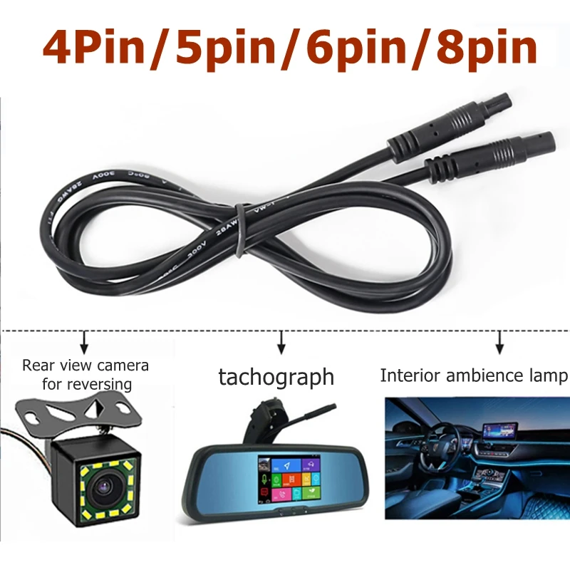 4Pin 5Pin 6Pin Car DVR Camera Extension Cable HD Monitor Vehicle Rear View Back Up Camera Wire Male to Female Connector Cord