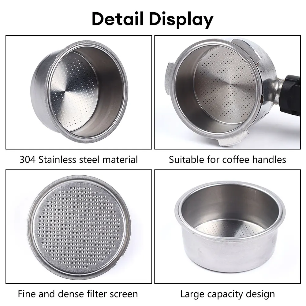 51mm 1/2 Cup Coffee Filter Basket Stainless Steel Portafilter Basket Espresso Machine Dripper Strainer Mesh Screen Coffeeware