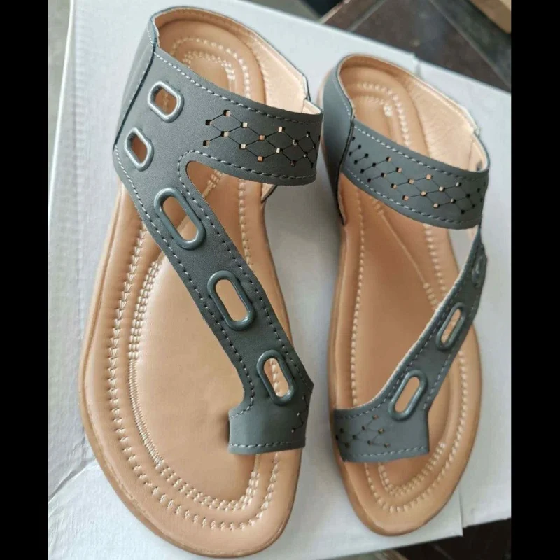 Nuove donne Comfort Plus Sandalo Retro Pantofole con zeppa con tacco spesso Per il tempo libero Dito piatto Punta grande Scarpe ortopediche premium da spiaggia all'aperto