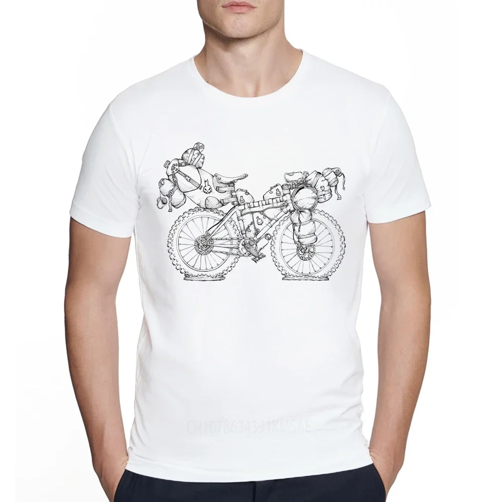 Fashion Summer Streetwear Hip Hop T-Shirt men Boy Ride Bicycles Awesome People Go Bikepacking Print Retro Tshirt Street Wear New