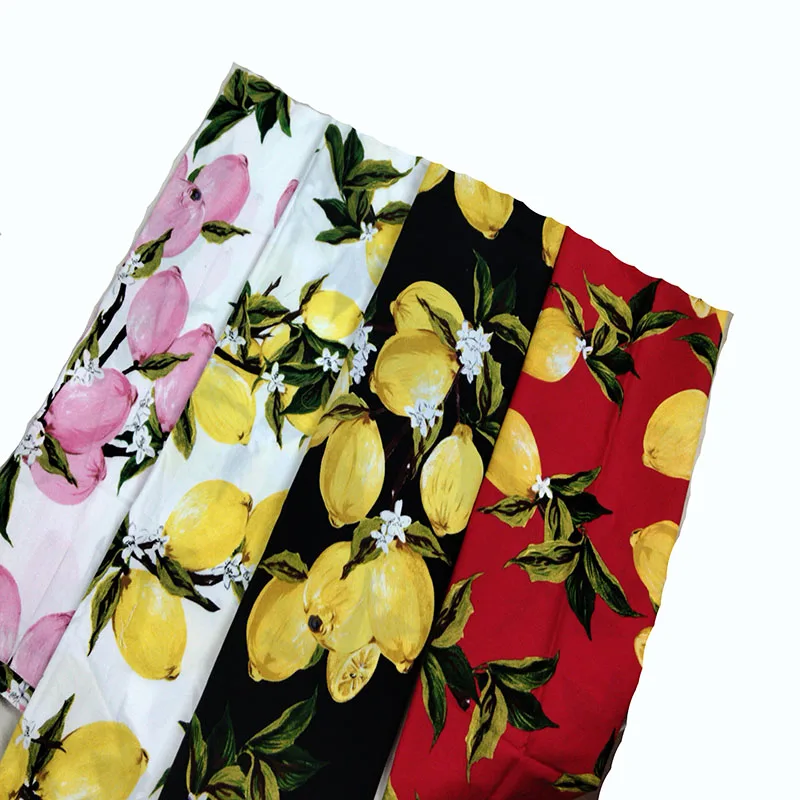 Preciosa tela de algodón 100% con estampado de frutas frescas y flores florecientes, ropa de cama acolchada de 50x130cm, tela DIY