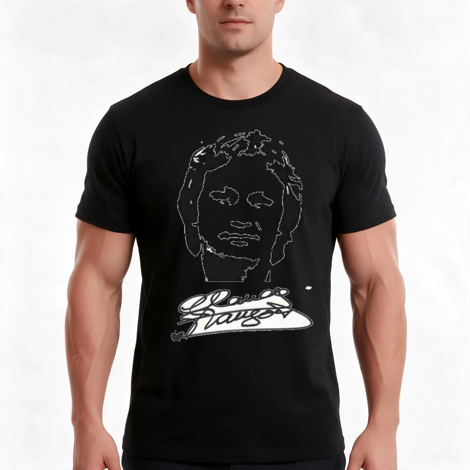 CLAUDE FRANCOIS T-Shirt, Summer Casual Cotton Tee, Oversized Streetwear Tops, Vintage Graphic Print, Loose Fit Short Sleeve