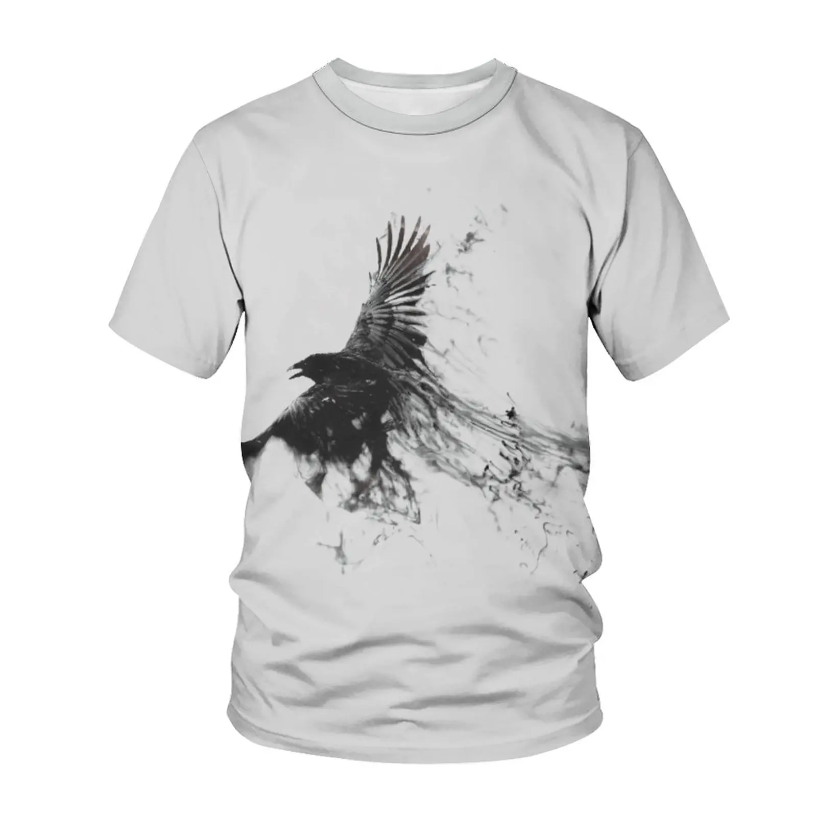 Crow Printed 3D T-shirt Animal Raven Bird Harajuku Streetwear Oversized Tops Men Women Summer Fashion Casual Short Sleeve