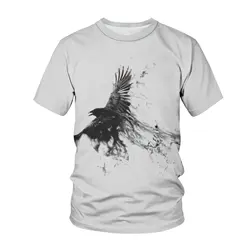 Crow Printed 3D T-shirt Animal Raven Bird  Harajuku Streetwear Oversized Tops Men Women Summer Fashion Casual Short Sleeve