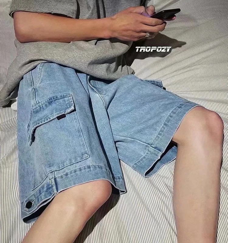 

Men's Denim orts Straight Leg Casual Wear Multi-ket Wear Resistant Mid-Waist Zipper Fly Summer Faion Trend Brand