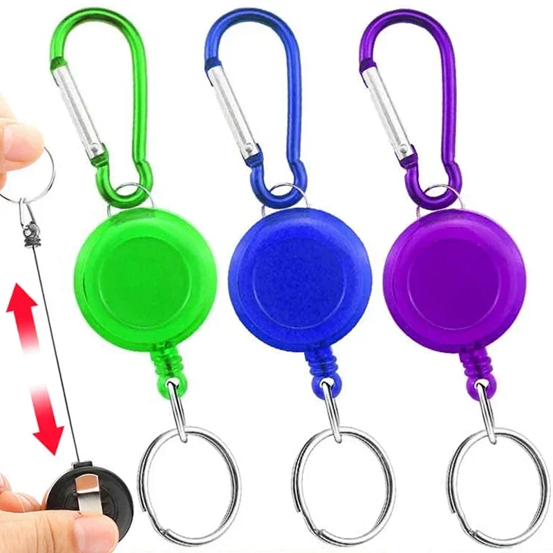 1/3pcs Multifunctional Multi-color Roll Retractable Keychain Brooch Rope Bag Recoil ID Card Holder Keyring Key Chain Steel Cord