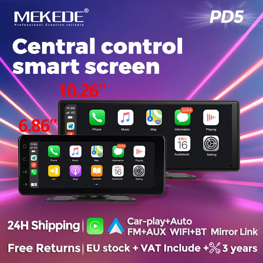 MEKEDE 6.86'' 10.26''Car Radio Universal Screen For Wireless Carplay GPS Navigation Android Auto Dashboard WIFI Video MP5 Player