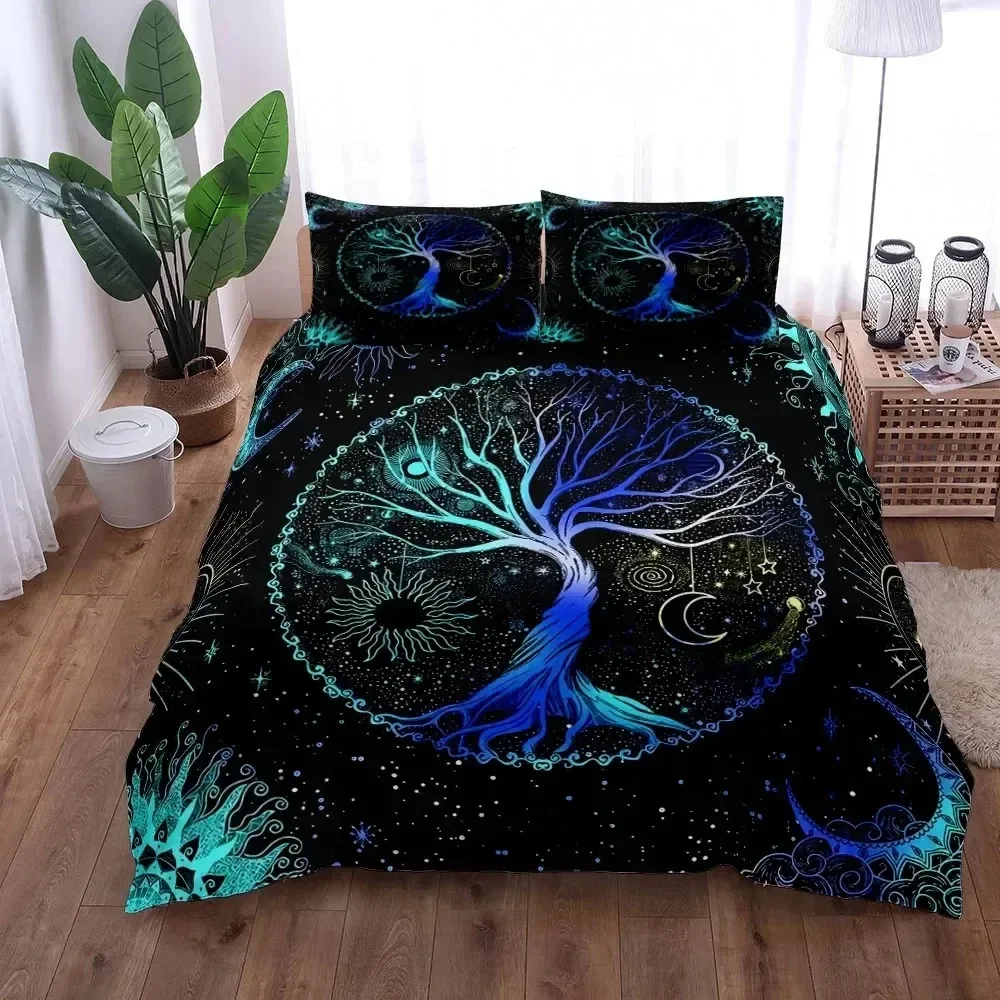 Yggdrasil Tree of Life Comfortable Duvet Quilt Cover Pillowcase Bedding Set Children Bedroom Decoration Home Textile