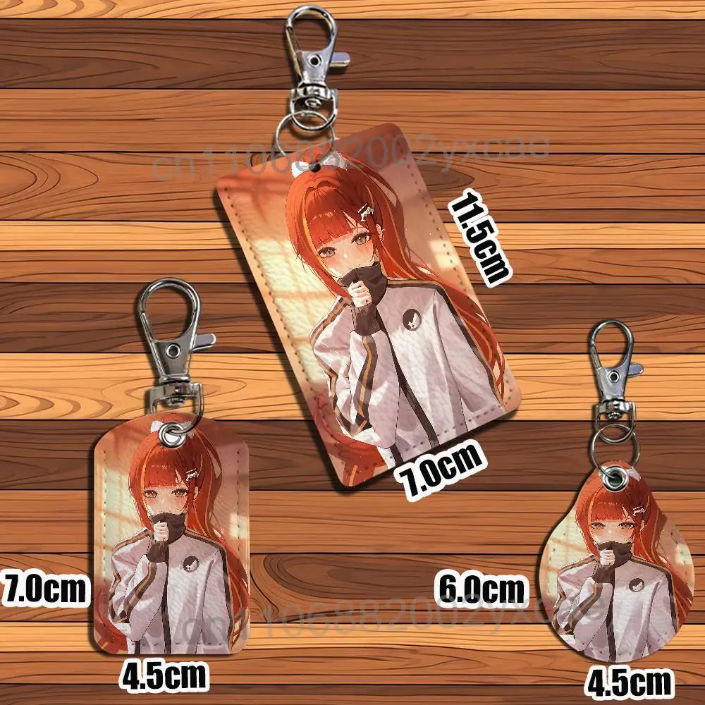 cute red Pienna Akane Lize Keychain Holder Suitable For Subway Bank Card Bus Card Case Badge Holder Wallet Card Textured pattern image 3