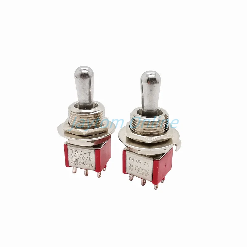 2pcs T812 Locking Type 12mm Toggle Switch T80-T ON ON ON 3A/250V 5A/125V 6mm 6PIN SP3T 3 Way Switches