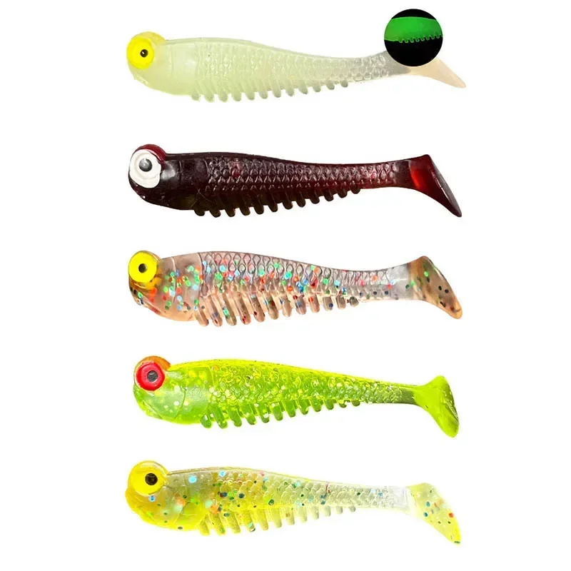 10pcs/lot Fishing Soft Lure Luminous Fishing lure 5.5cm 1.2g Artificial Silicone Bait Worm Sea Wobbler Swimbaits For Bass Tackle