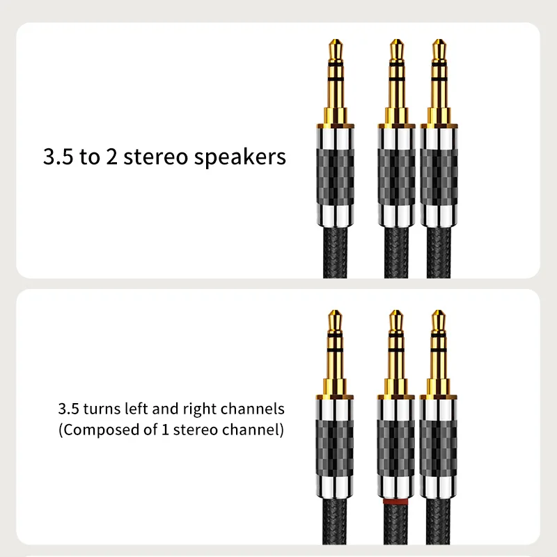 3.5mm 1/2 Audio Cable OFC Silver Plated Stereo 3.5mm to Double 3.5mm Aux Cable for Xiaomi Laptop Computer Extension Cable