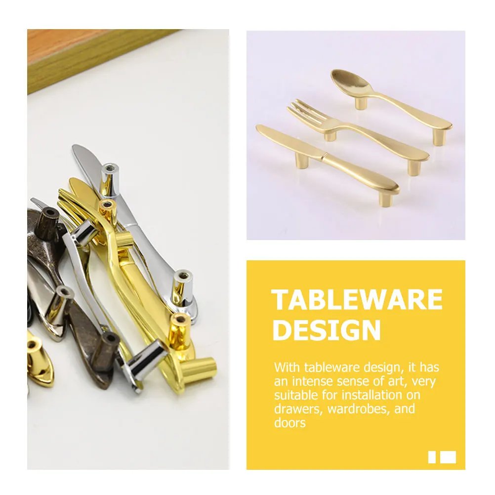 

3pcs Tableware Style Cabinet Handles Drawer Pulls Durable Decorative Furniture Door Knobs Elegant Wardrobe Handle Corrosion