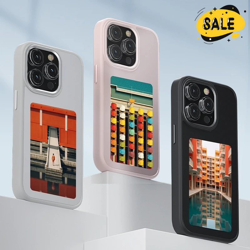 

Four Colors NFC Image Transmission AI E-ink Screen Phone Case for Iphone 16 15 14 13 12 Pro Max 16plus DIY Photo Protector Cover