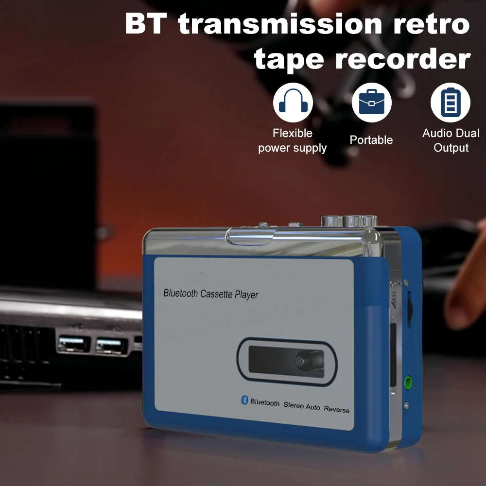 New Bluetooth Cassette Player Bluetooth Transmitter Stereo Cassete Player Support Auto Reverse with Earphone Jack For Walkman