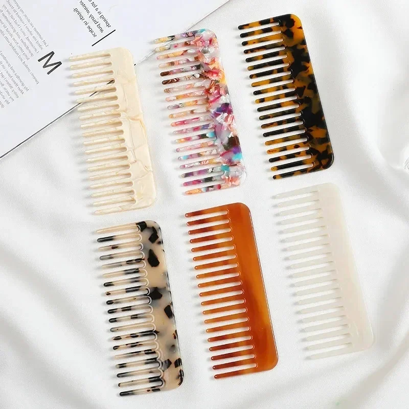 Fashion Design Hair Combs Wide Teeth Acetate Hairdressing Combs Anti-static Massage Hairbrush Colorful Hair Styling Tools Korean