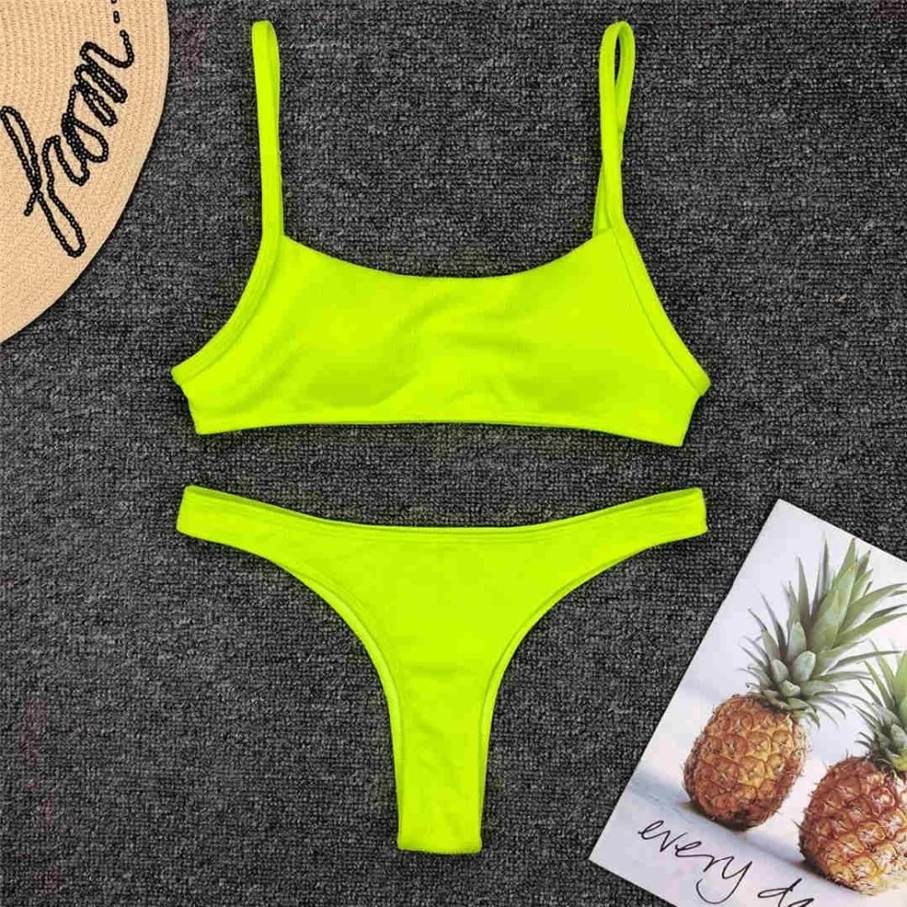 Sexy Neonpink gerippter brasilianischer Damen-Badeanzug, Bikini mit niedriger Taille, zweiteiliger Bikini-Set, Badeanzug V1295 – Detail 19