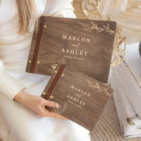 Özel Düğün Ziyaretçi Defteri A4/A5 Ahşap İmza Defteri Bay ve Bayan Fotoğraf Albümü Karalama Defteri ve Planlayıcı Nişan Yıldönümü Parti Süsü