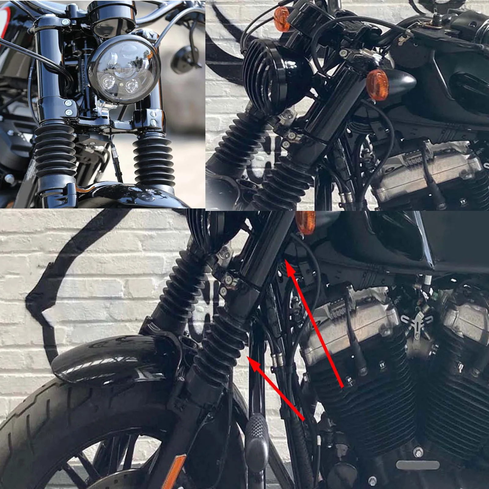 

Motorcycle Front Upper Fork Cover Lower Gaiter Boot Shock Damping Dust Guard For Harley Davidson Sportster X48 2016-2022 XL1200X