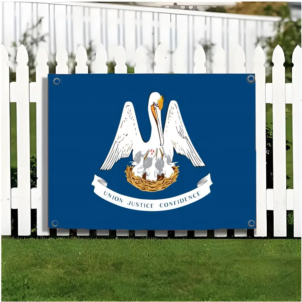 state geography L-Louisiana Flags Edgeless four-ring hanging decor indoor outdoor compatible easy for hanging display