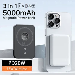 5000mAh Magnetic Wireless Power Bank PD20W Fast Charging Portable Bojo Auxiliary Battery Slim For iPhone 16 15 14 13 12 Pro Mini