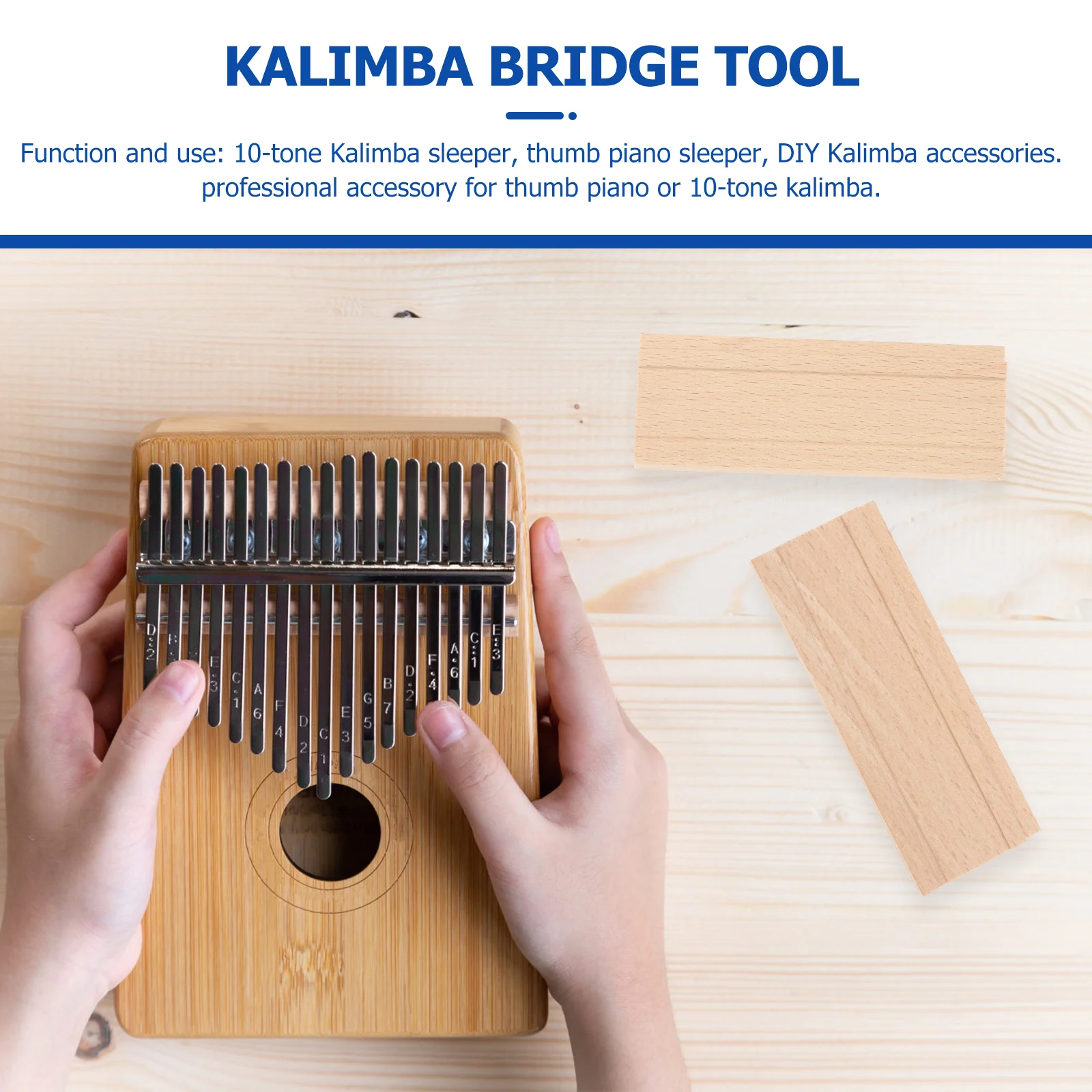 

2 PCS Kalimba Accessories Bridge for Replacement Accessory Musical Thumb Piano Natural Wood Practical Solid