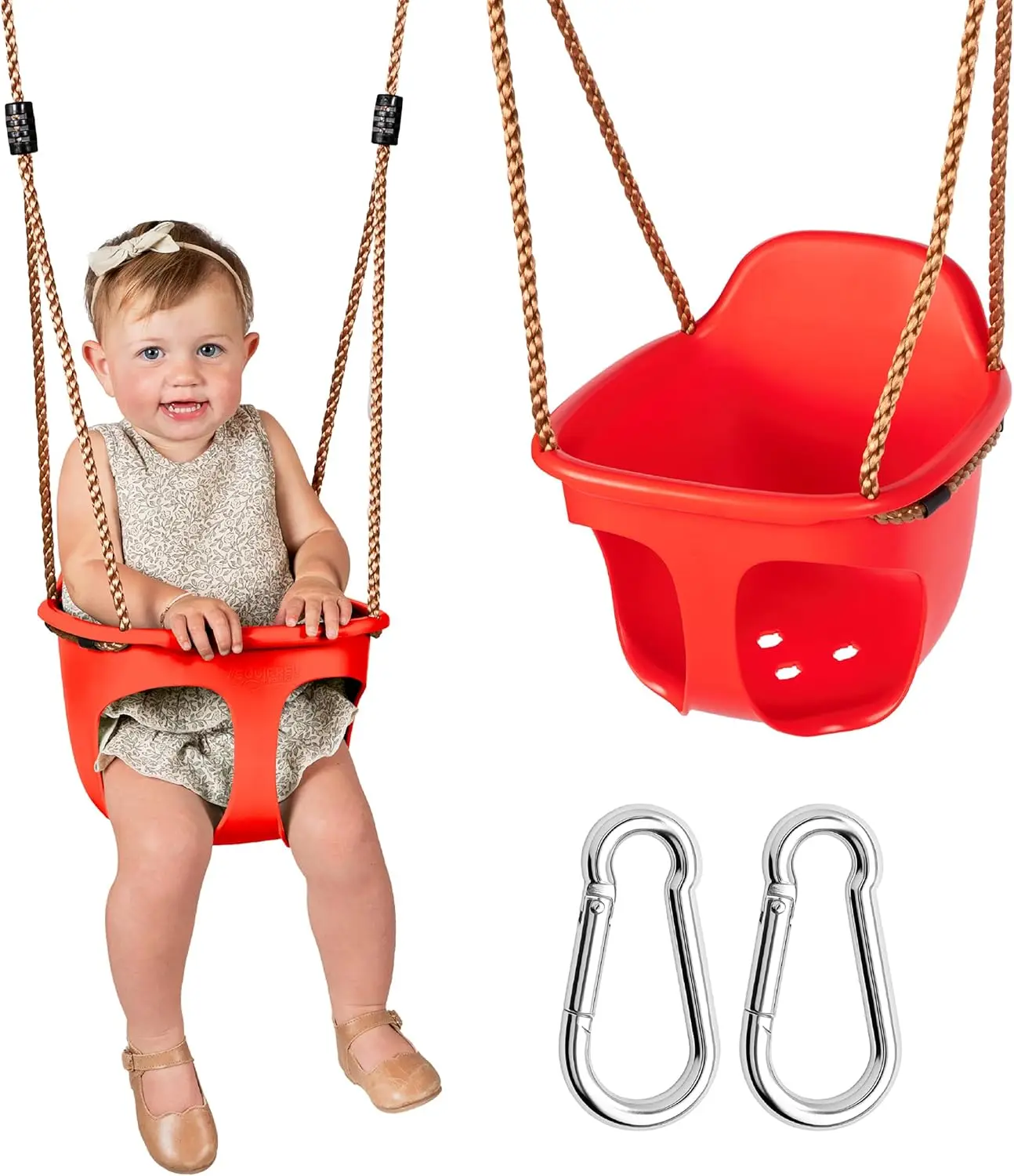 

Toddler Swing Seat with Adjustable Ropes, Easy Install, Weather-Resistant HDPE - Red for Outdoor Backyard & Porch