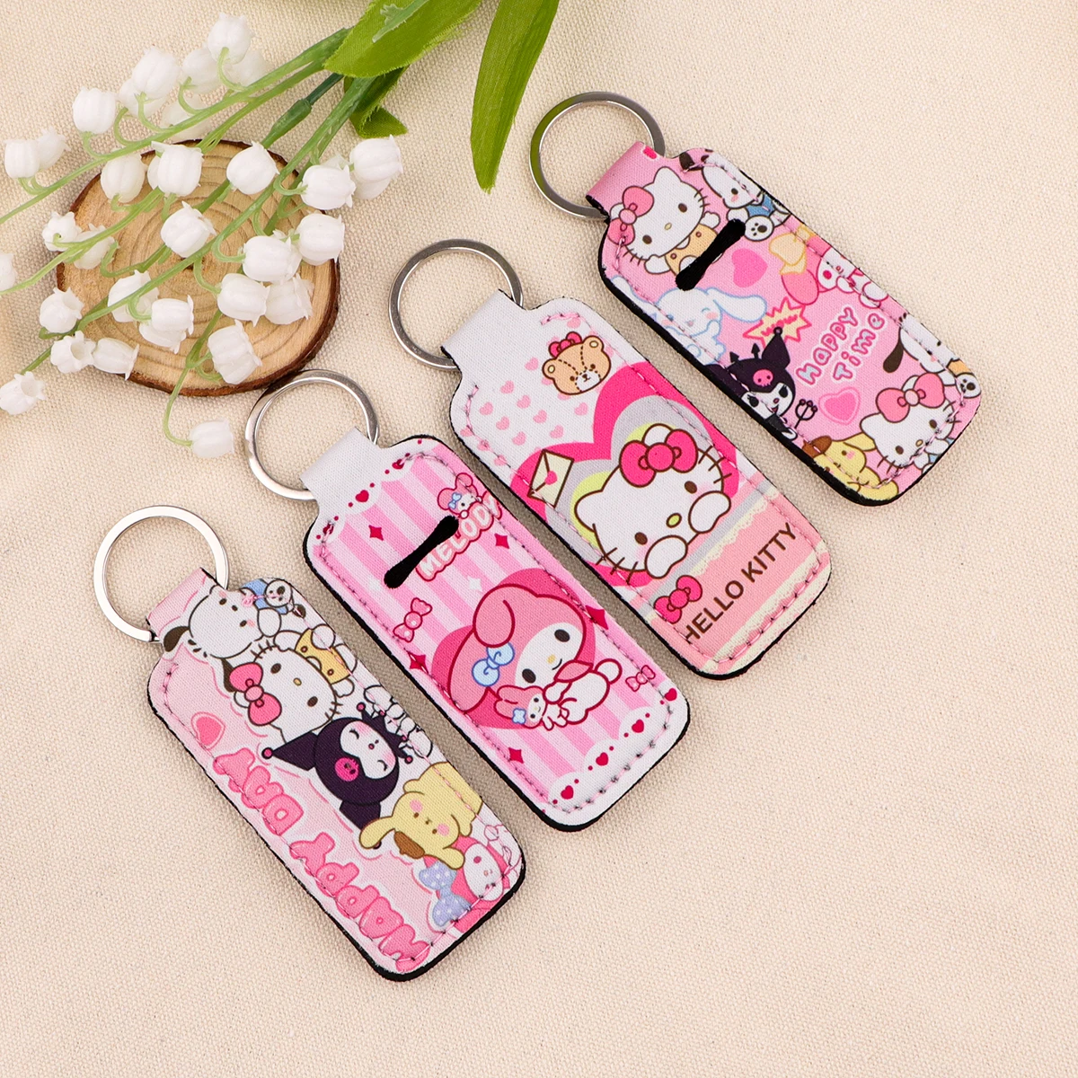 لطيف الحيوانات كليب على حامل أحمر الشفاه المفاتيح طباعة الكرتون أنيمي كيرينغ العصرية الشفاه بلسم المفاتيح سحر إكسسوارات السفر 1 قطعة #4