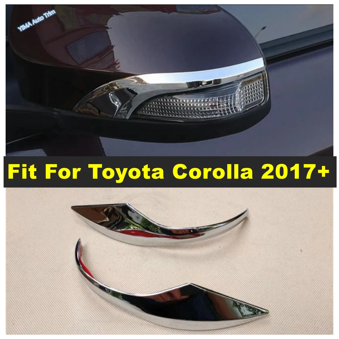 

Outside Car Door Rearview Mirror Protection Streamer Cover Trim Fit For Toyota Corolla 2017 2018 ABS Shiny Exterior Accessories