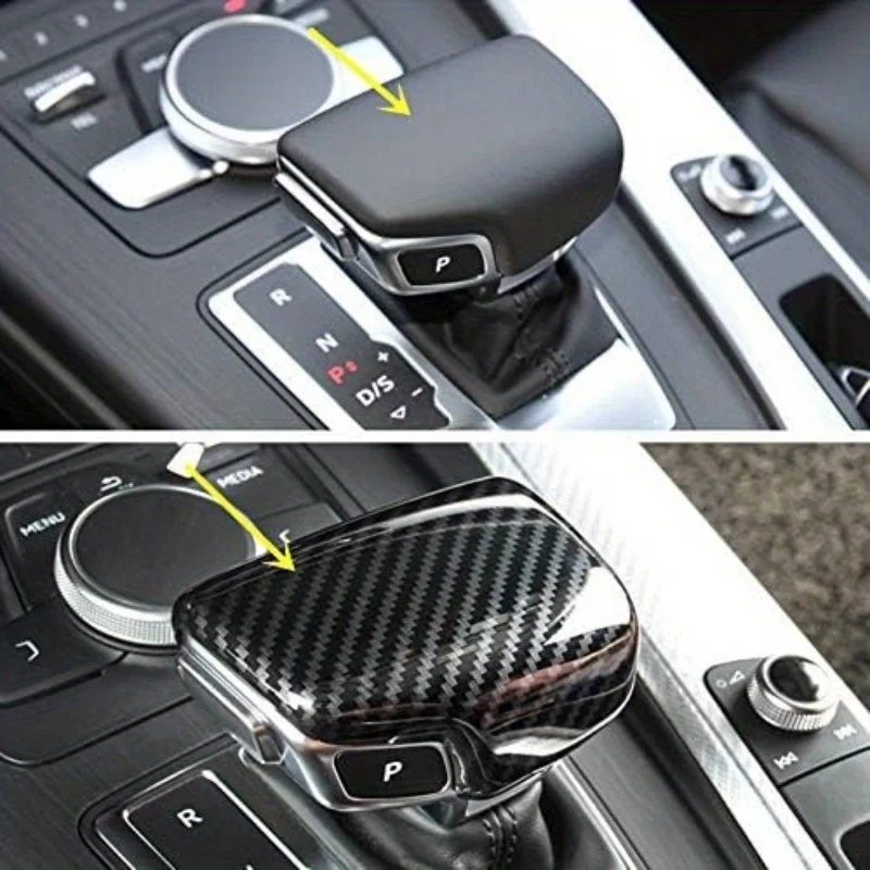 Carbon Fiber Print Gear Shift Knob Cover Trim for Audi A4 B9 A5 Q5 Q7 S4 S5 SQ5 2017 2018 2019 Car Interior Accessories for LHD