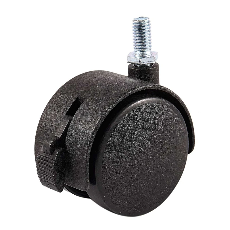 3X Furniture Swivel Locking Caster 8Mm Screw Stem 2-Inch Dia Wheel Black