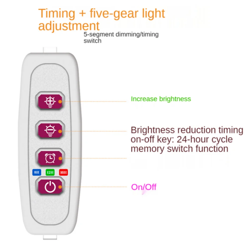 LED Grow Light Full Spectrum Plant Growth Light 5V USB Height Adjustable Dimmable Growing Lamp with Timer for Indoor Plants Herb