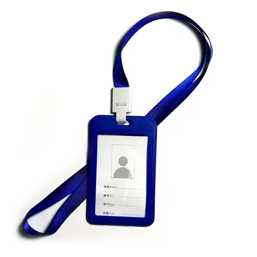 Imagen 2 del producto Funda de Color sólido para tarjeta de identificación, funda para tarjeta de identificación, soporte para insignia con cordón para el pecho, funda para tarjeta de trabajo, correa para el cuello, 1 Juego