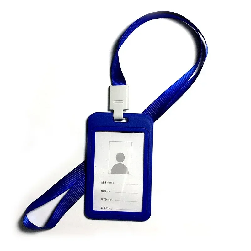 Imagem -02 - Monocromática Work Permit Case Exposição id Card Sleeve Badge Holder com Colhedor Chest Pass Work Card Cover Neck Strap 1set