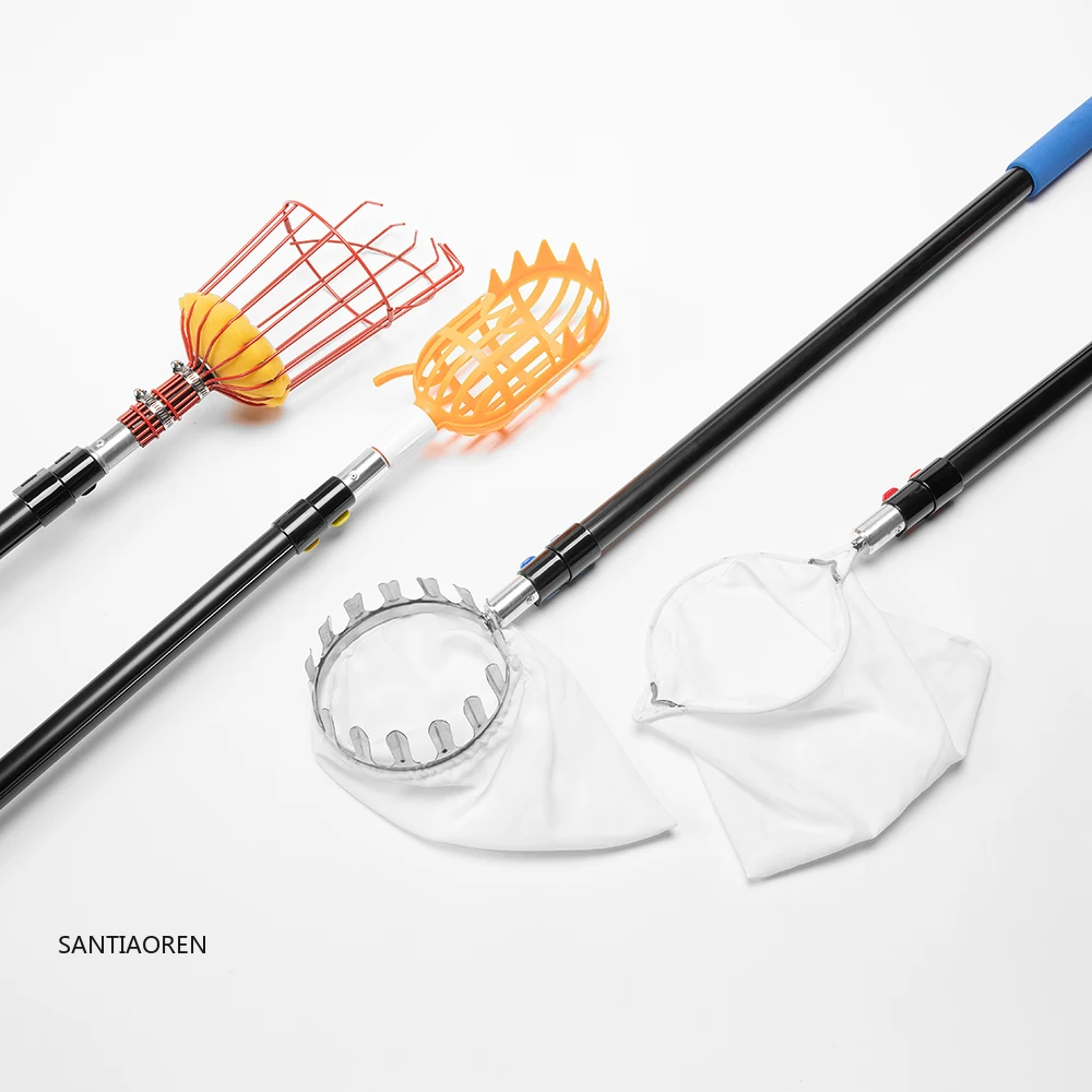 

2025Custom 1.4m to 4m Easy to Attach High-Grade Aluminum Telescopic Fruit Picker Pole Extension Pole with Basket