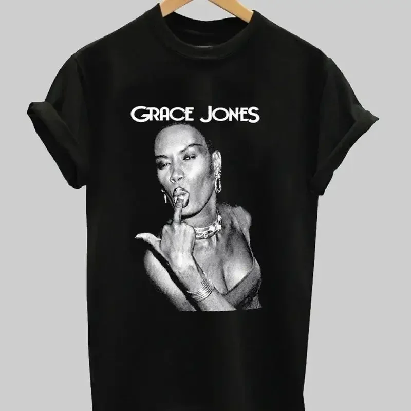 Grace Jones Black Cotton All Size  T shirt For Family