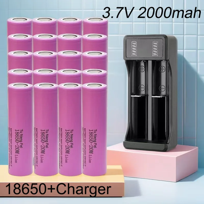 

100% Tu Neng Fei New 18650 Lithium Batteries Flashlight 18650 Rechargeable-Battery 3.7V 20000 Mah for Flashlight +USB Charger