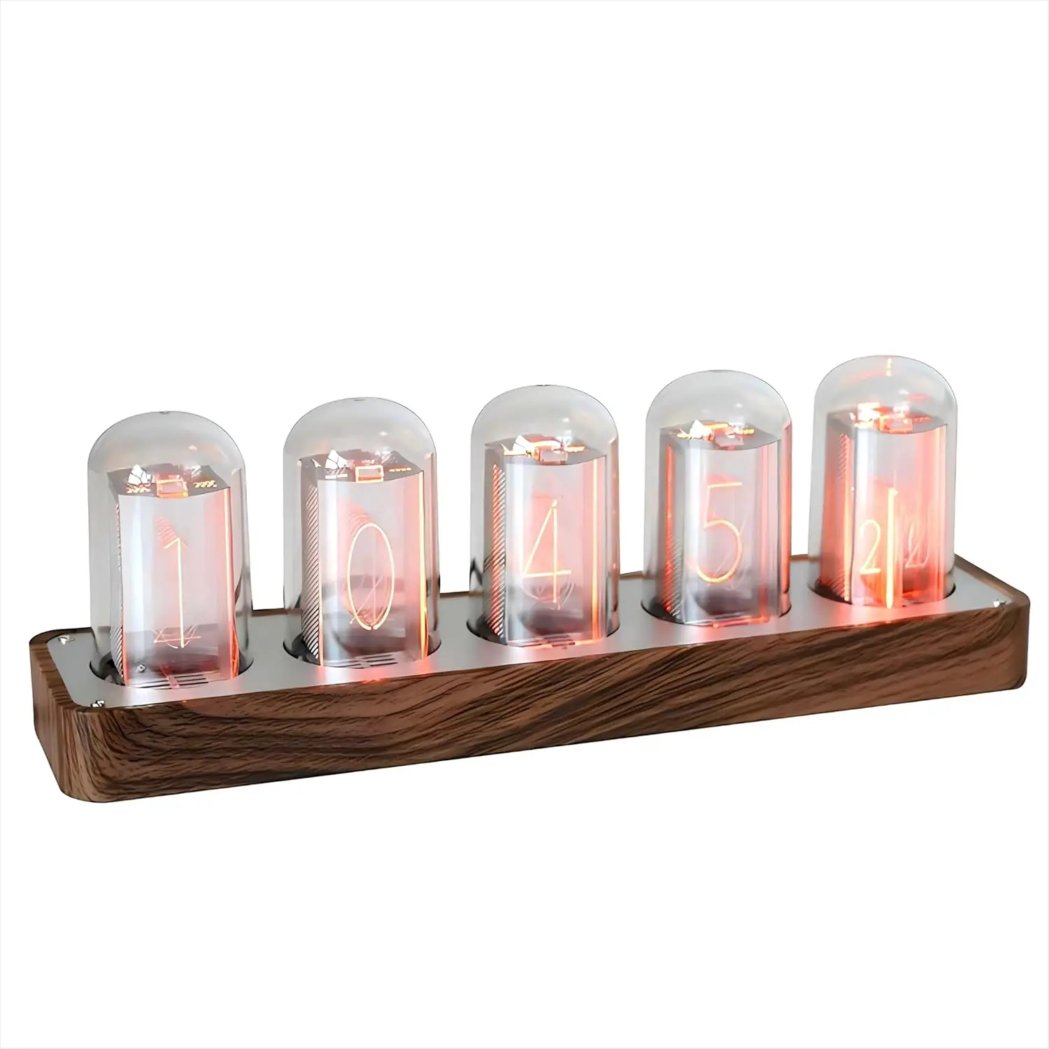 

Wi-Fi Sync Nixie Tube Clock с будильником, таймером и нестандартными цветами — дизайн под дерево в стиле ретро