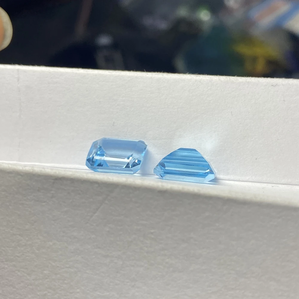 Emerald Cut 10*8mm 4.1 Carats Topaz Stone AAA High Quality Loose Natural Sky Blue Gemstones 6